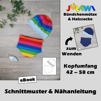 JULAWI Baby-Bündchenmütze und Halssocke eBook Schnittmuster KU42-58cm
